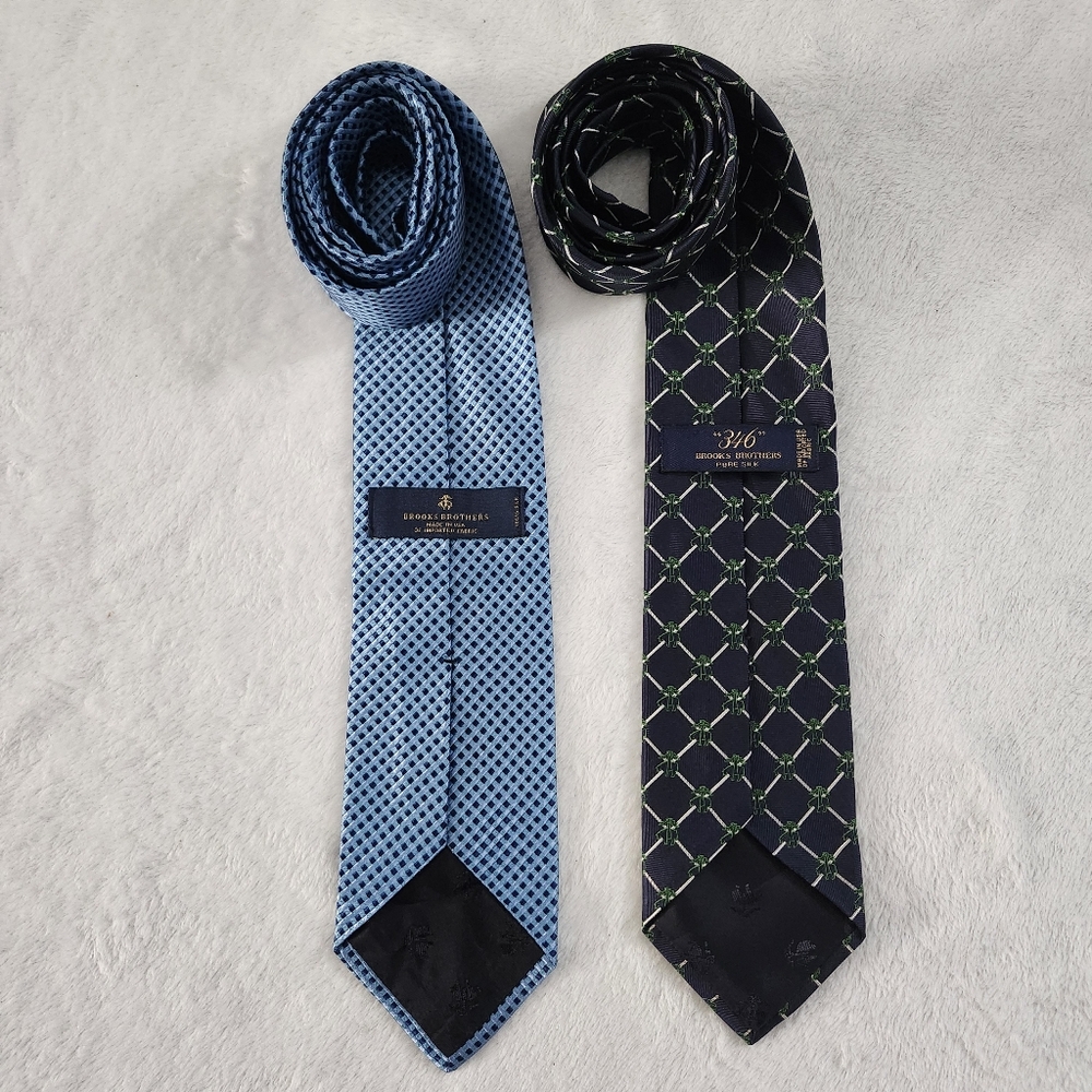 Lot of 2‎ Brooks Brothers 100% Silk Ties – Classic Blue & Navy Blue